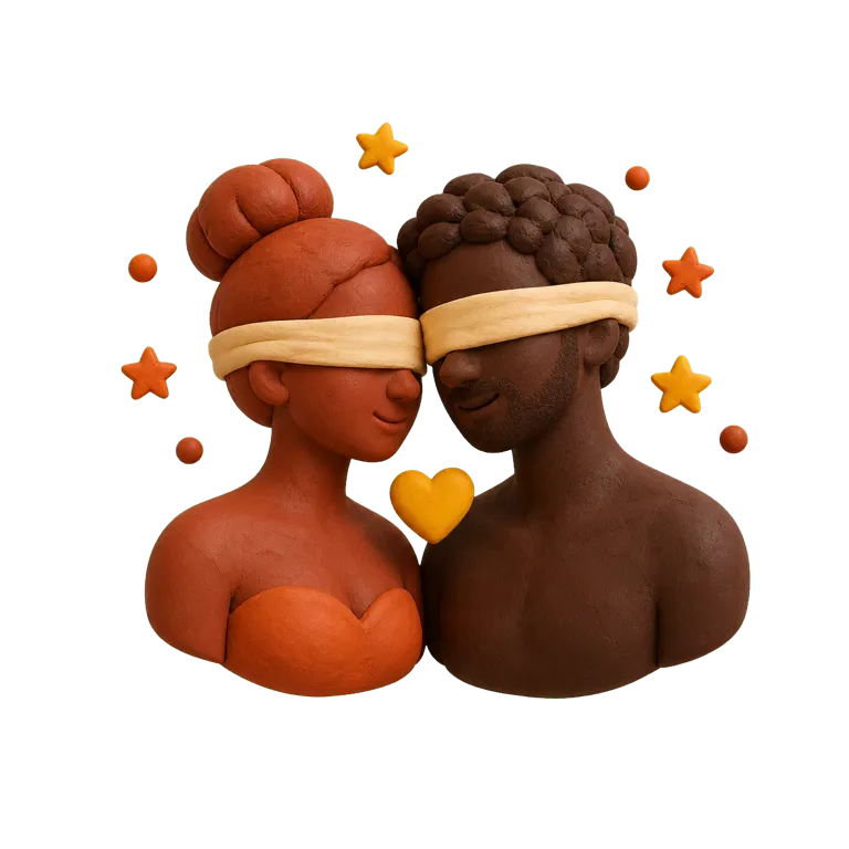 Deux formes abstraites reliées, symbole d’une connexion fondée sur la personnalité